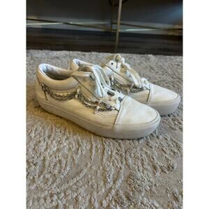 VANS Oldskool Platform Chain Unisex White Leather Sneakers 11W/9.5M